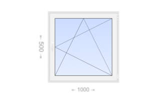 Поворотно-откидное пластиковое окно 1000x500
