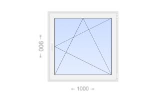 Поворотно-откидное пластиковое окно 1000x900