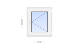 Поворотное пластиковое окно 1000x2000