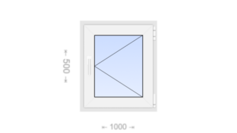 Поворотное пластиковое окно 1000x500