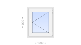Поворотное пластиковое окно 1000x600