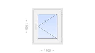 Поворотное пластиковое окно 1100x1100