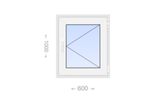 Поворотное пластиковое окно 600x1000