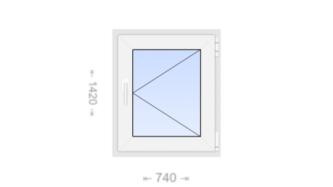 Поворотное пластиковое окно 740x1420