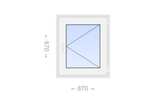 Поворотное пластиковое окно 870x870