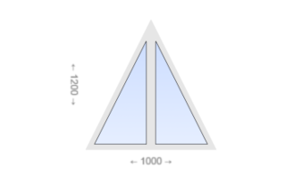 Равнобедренное треугольное пластиковое окно 1000x1200 Г-Г