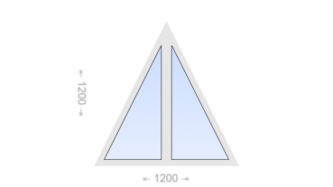 Равнобедренное треугольное пластиковое окно 1200x1200 Г-Г