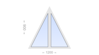 Равнобедренное треугольное пластиковое окно 1200x900 Г-Г