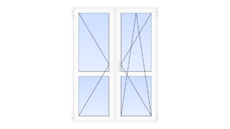 Штульповая пластиковая стеклянная балконная дверь с импостом 1600x2100