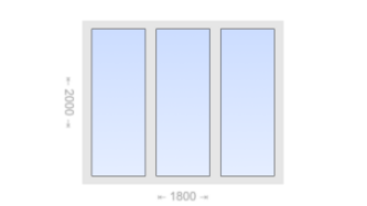 Трехстворчатое пластиковое окно 1800x2000 Г-Г-Г