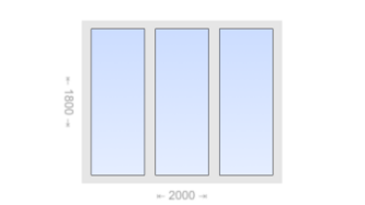 Трехстворчатое пластиковое окно 2000x1800 Г-Г-Г