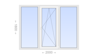 Трехстворчатое пластиковое окно 2000x1800 Г-ПО-Г