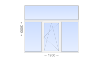 Трехстворчатое пластиковое окно с глухой фрамугой 1950x2000 Г-ПО-Г