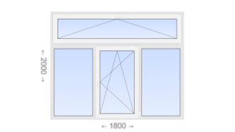 Трехстворчатое пластиковое окно с откидной фрамугой 1800x2000 Г-ПО-Г
