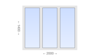 Трехстворчатое пластиковое окно 2000x1400 Г-Г-Г