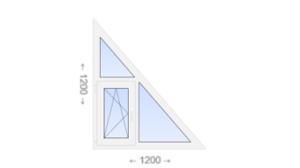 Треугольное пластиковое окно с прямым углом и створкой 1200x1200 ПО