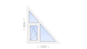 Треугольное пластиковое окно с прямым углом и створкой 1200x1400 ПО